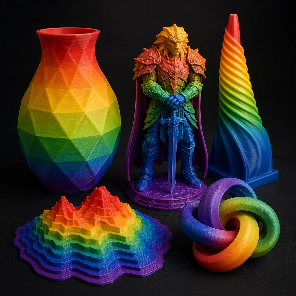 Vibrant multi-color 3D printed objects