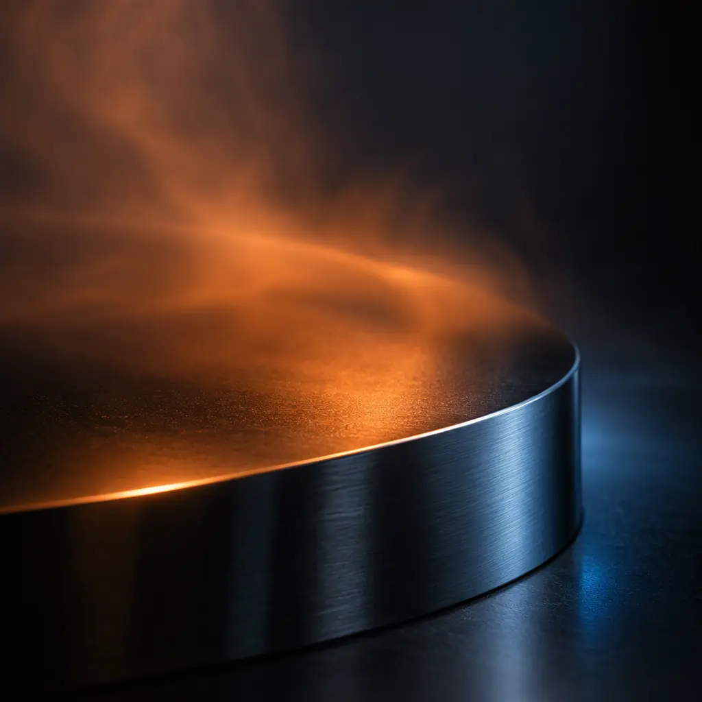 Abstract photograph of warm heat haze over dark brushed steel behind the CTA