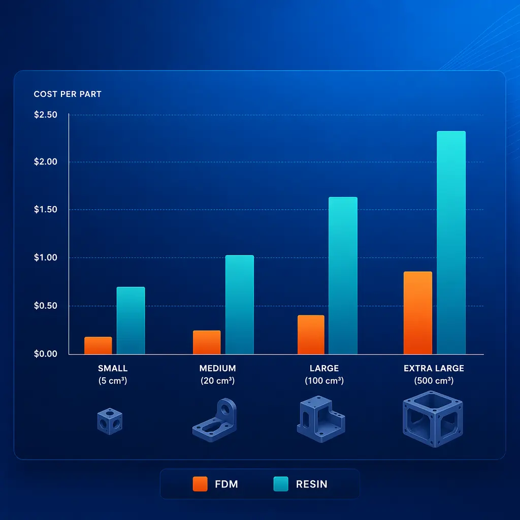 Speed and throughput comparison: FDM single large part vs resin batch production
