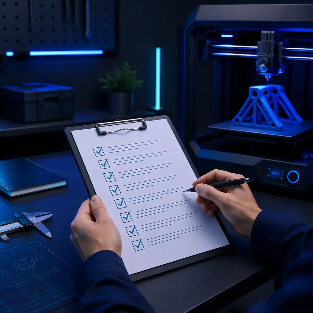 Customer service specialist reviewing a checklist and printed request form for a data deletion request