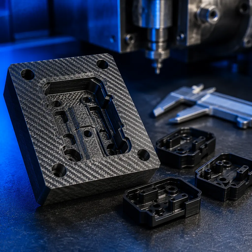 3D printer actively printing complex part with internal lattice structure visible through transparent nozzle area, engineering filament spool mounted, print monitoring camera in frame, industrial prototyping lab setting