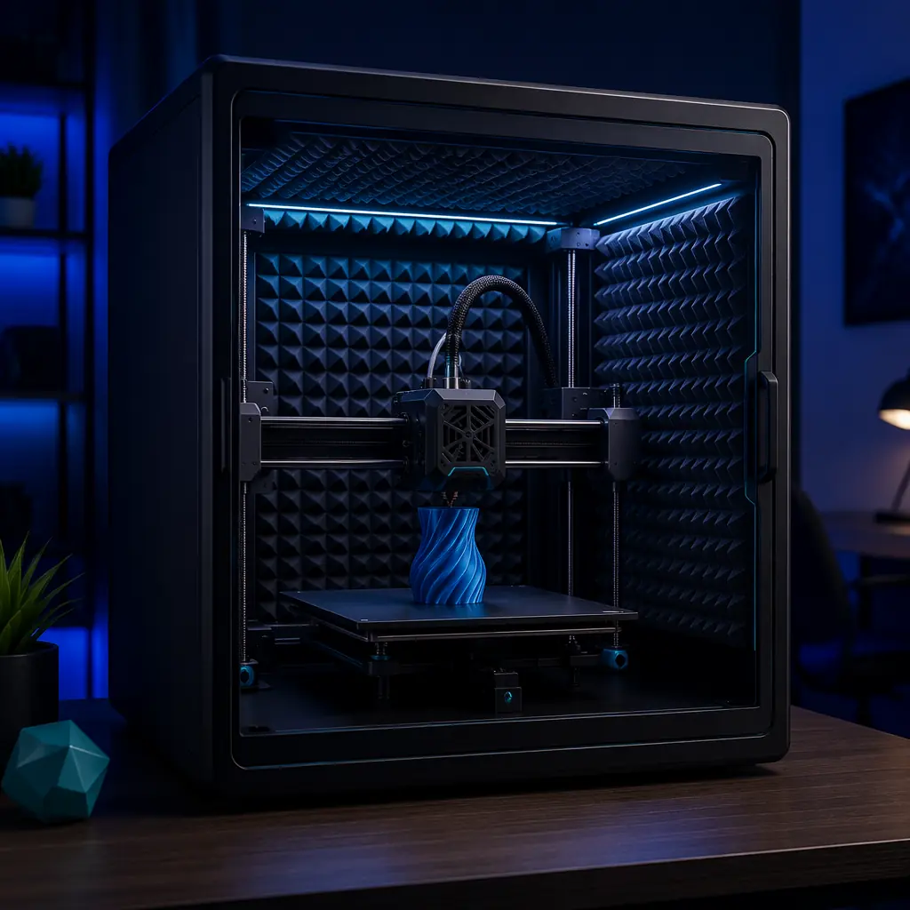 Noctua-style premium silent fan upgrade installed on 3D printer hotend, close-up showing fan mounting and wiring, quality component detail shot