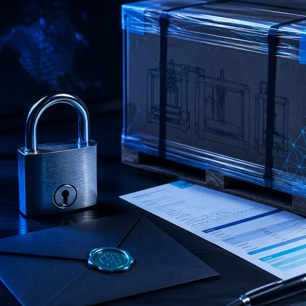 Macro close-up of a padlock and an envelope on a desk with a bank slip, signal for secure payment and document controls