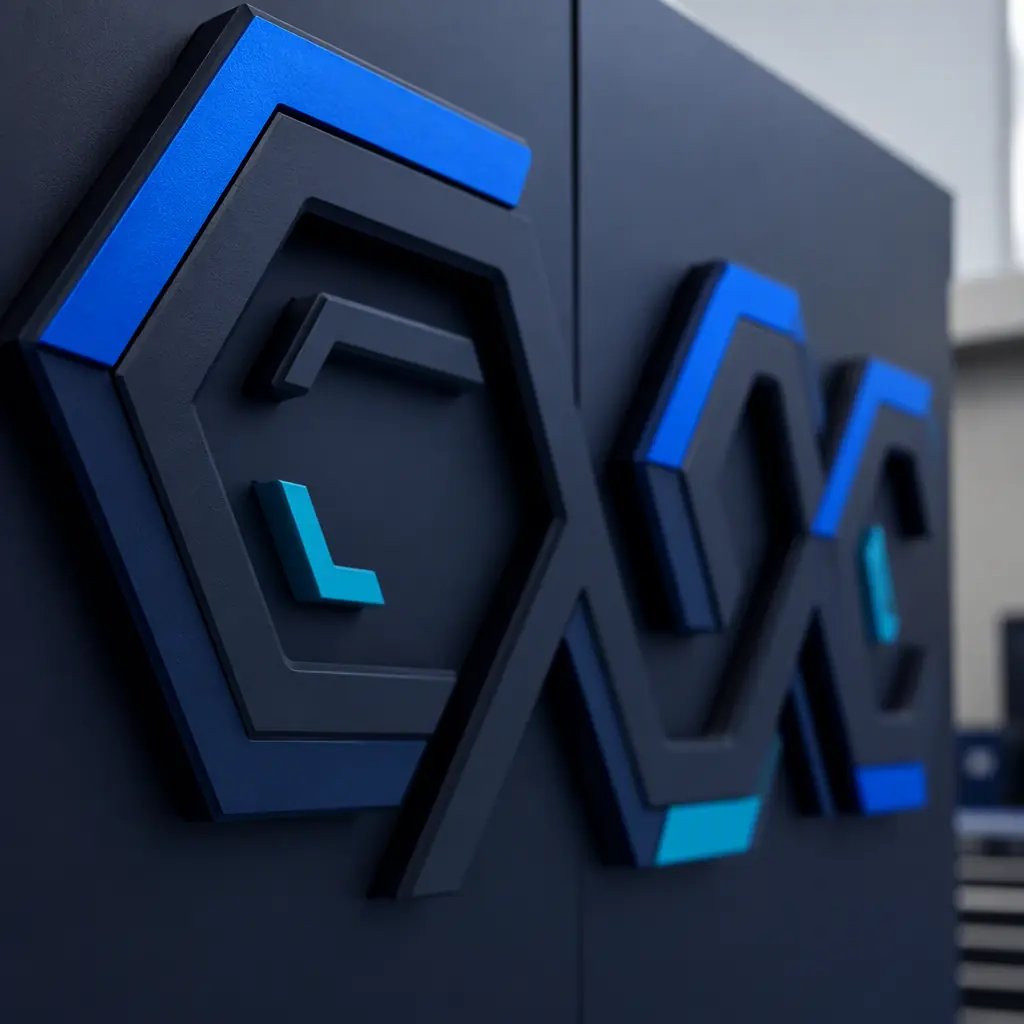 Finished 3D printed dimensional letters painted and mounted on a wall sign, matte ASA finish, shallow depth of field, photorealistic, no people, no text, no logos