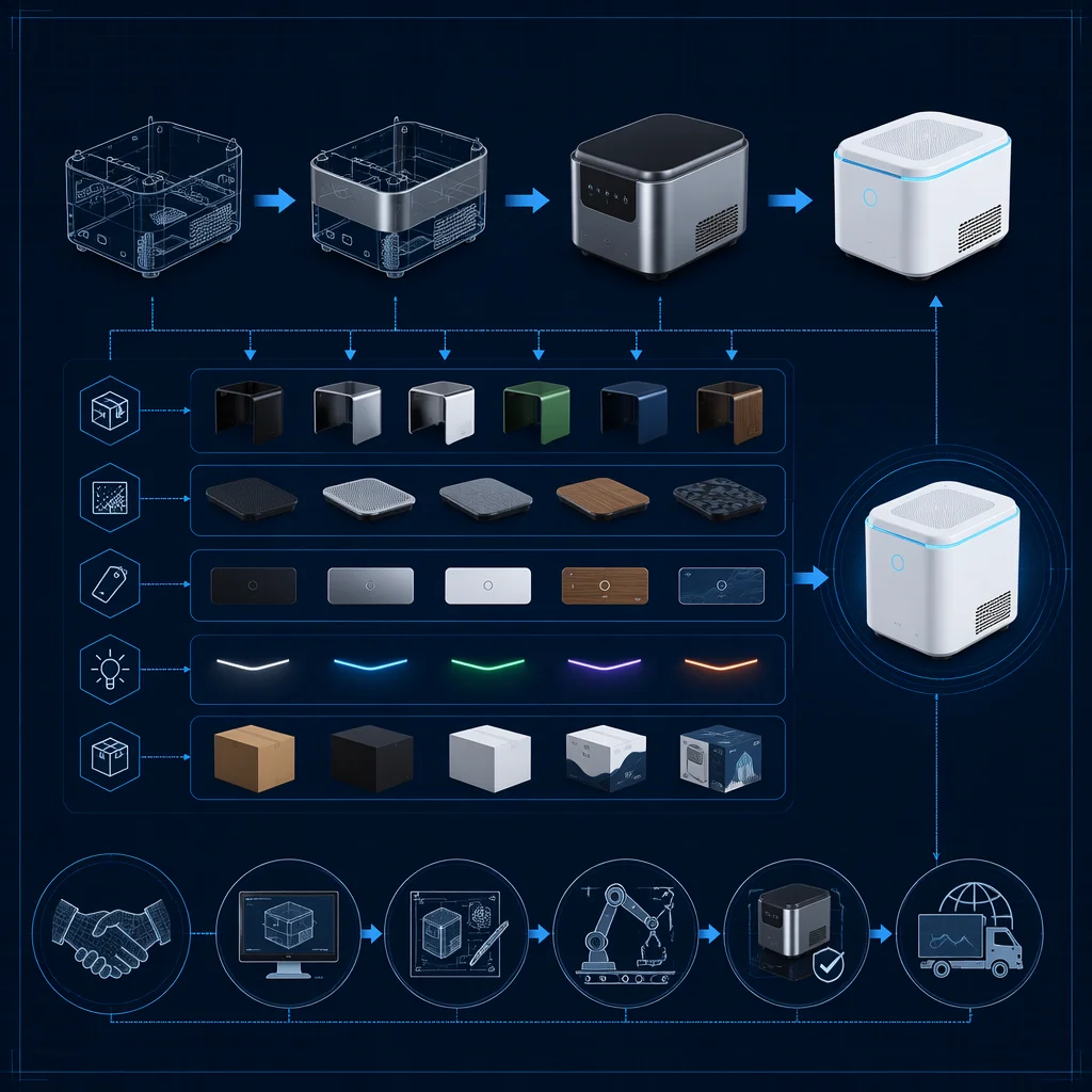 OEM customization process from base platform through branding to final product
