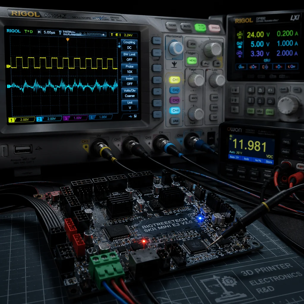 Electronics bench: mainboards and drivers under test